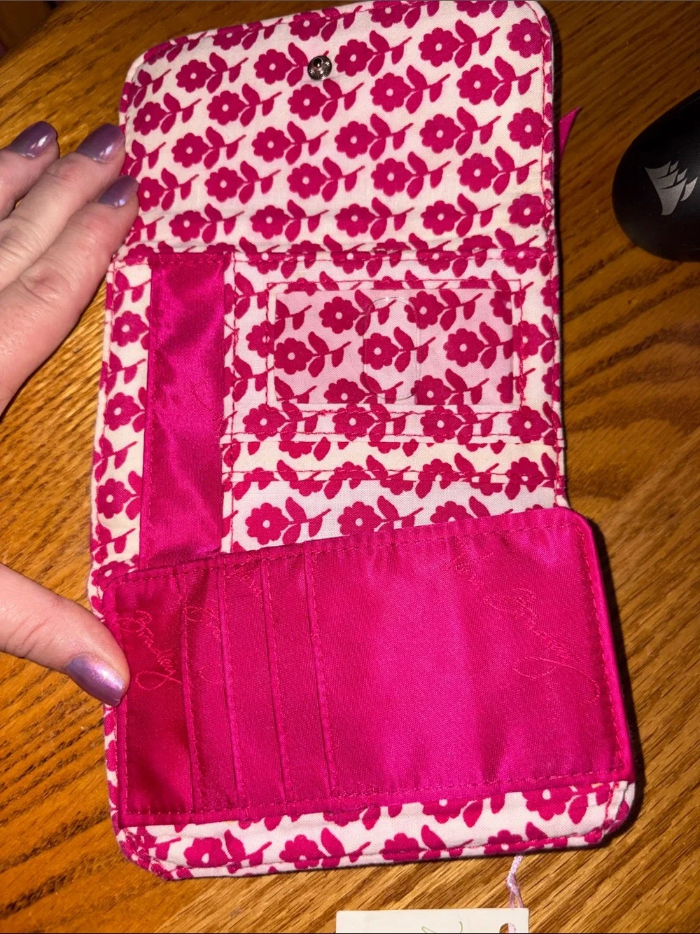 Vera Bradley Raspberry Pink Floral Quilted Wallet & Zip Wristlet Two for One! - Picture 4 of 7